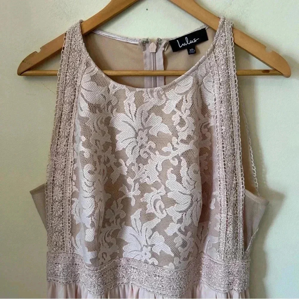 Lulus Forever and Always Blush Lace Maxi Dress SIze XL - Picture 5 of 12